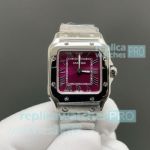 Swiss Clone Cartier Santos Burgundy Mini Stainless Steel Automatic Watch 